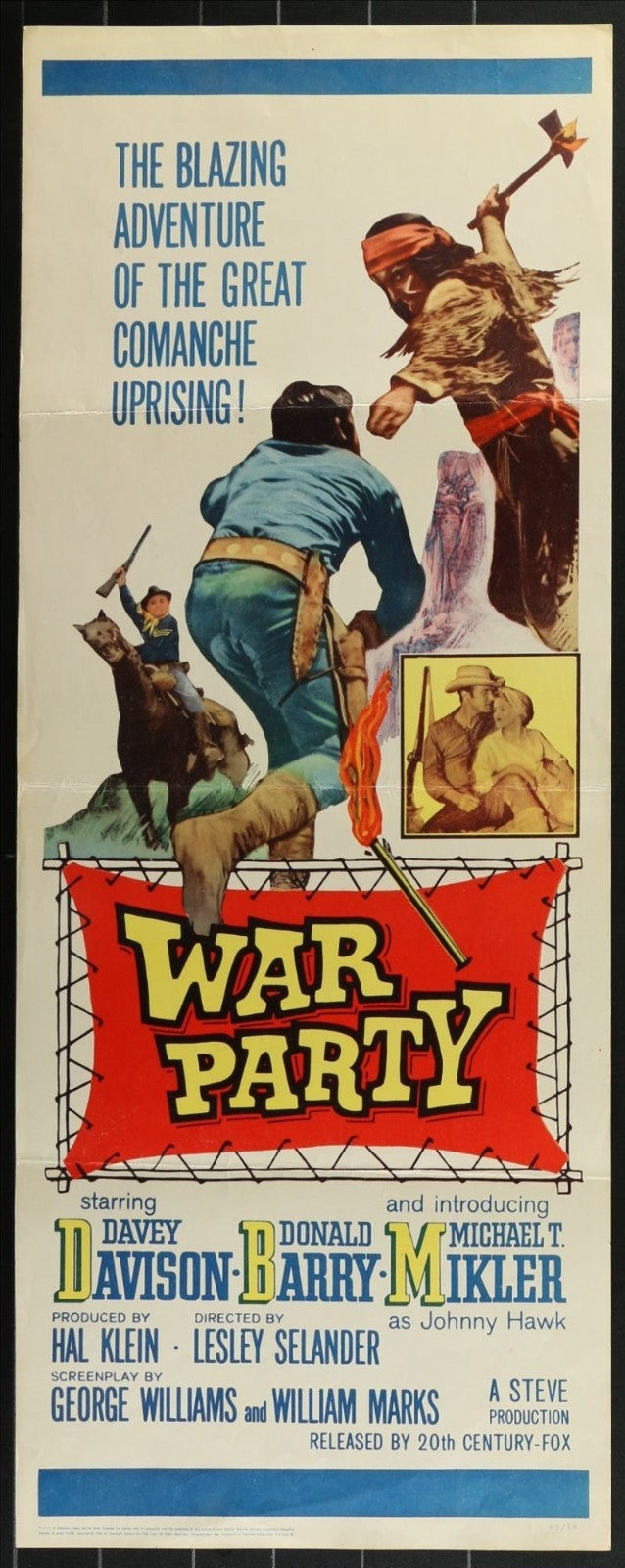 War Party (1965) Original Western Insert Movie Poster Folded 14x36