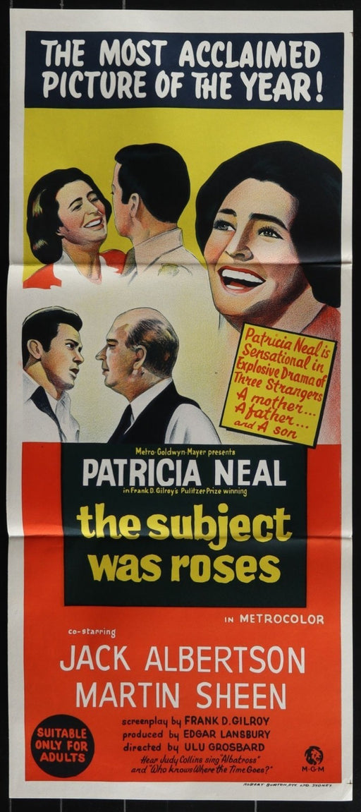 The Subject Was Roses (1968) Original Australian Daybill Movie Poster 13x30