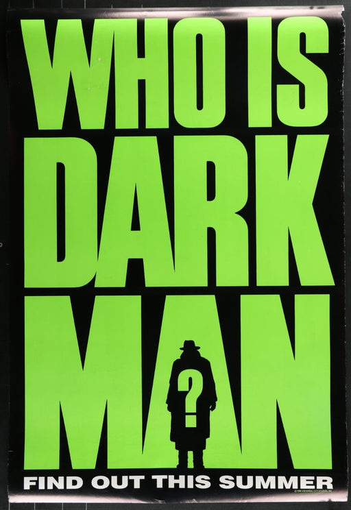 Who Is Dark Man? (1990) Original DS Movie Poster Green Rolled 27x40