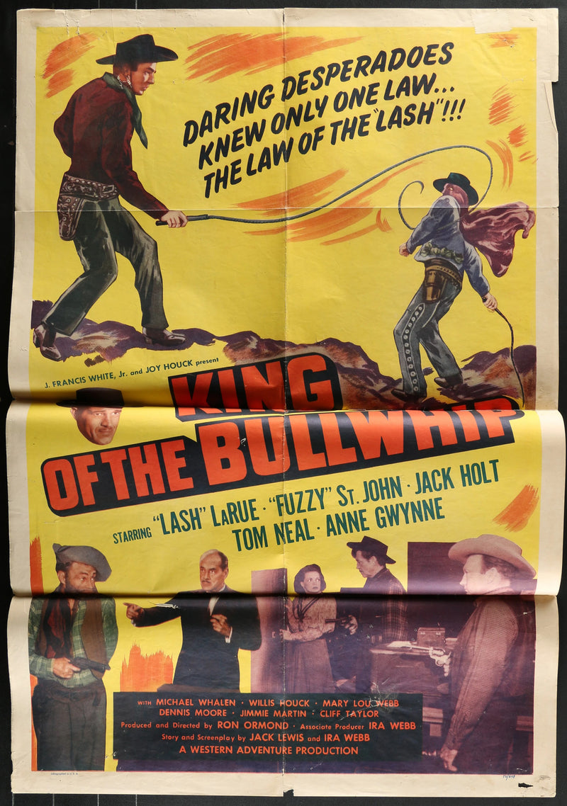 King of the Bullwhip (1950) Original Western Movie Poster Folded 27x41