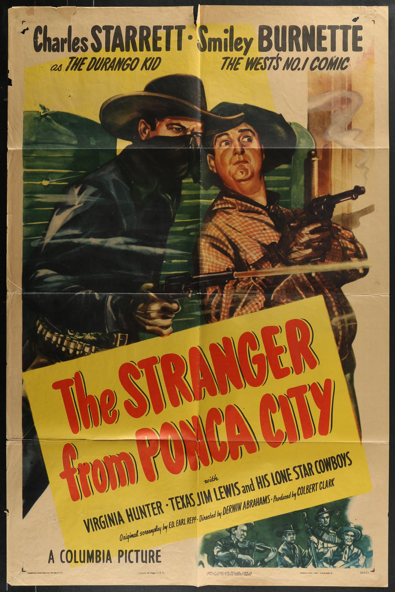 The Stranger from Ponca City (1943) Original Western Movie Poster Folded 27x41