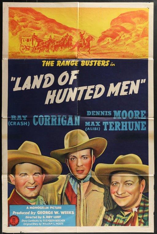 Land of Hunted Men (1943) Original Western Movie Poster Folded 27x41