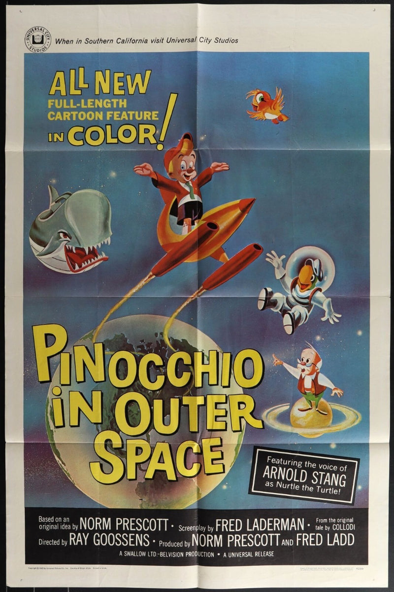 Pinocchio in Outer Space (1965) Original Movie Poster Folded 27x41EM8-466