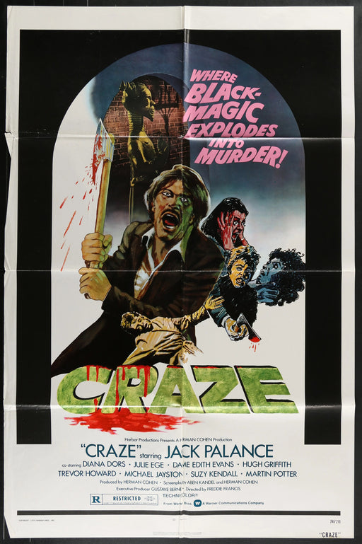 Craze (1974) Original Horror Movie Poster Folded 27x41