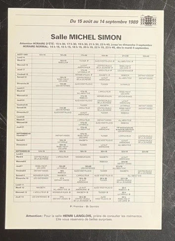 CAC Voltaire – Grille des Programmes (1989) Original Poster 8.25x11.75