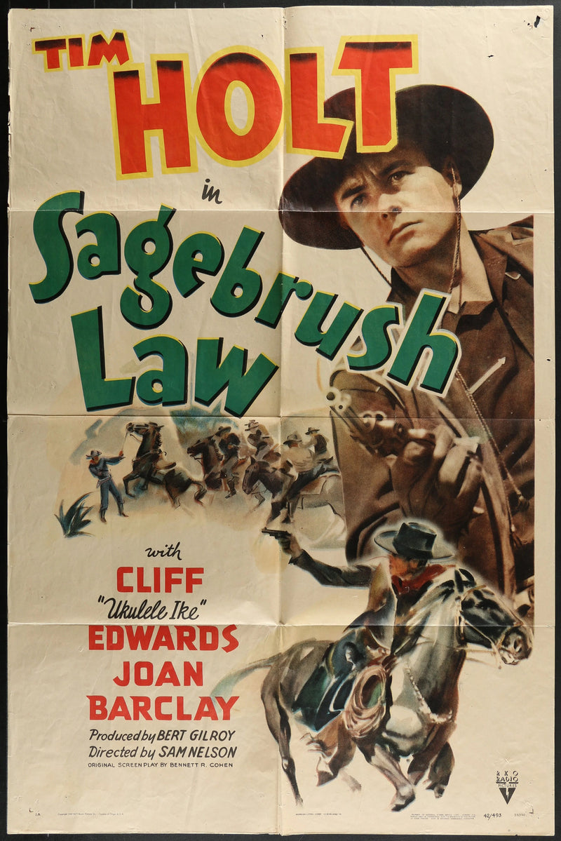 Sagebrush Law (1943) Original Western Movie Poster Folded 27x41