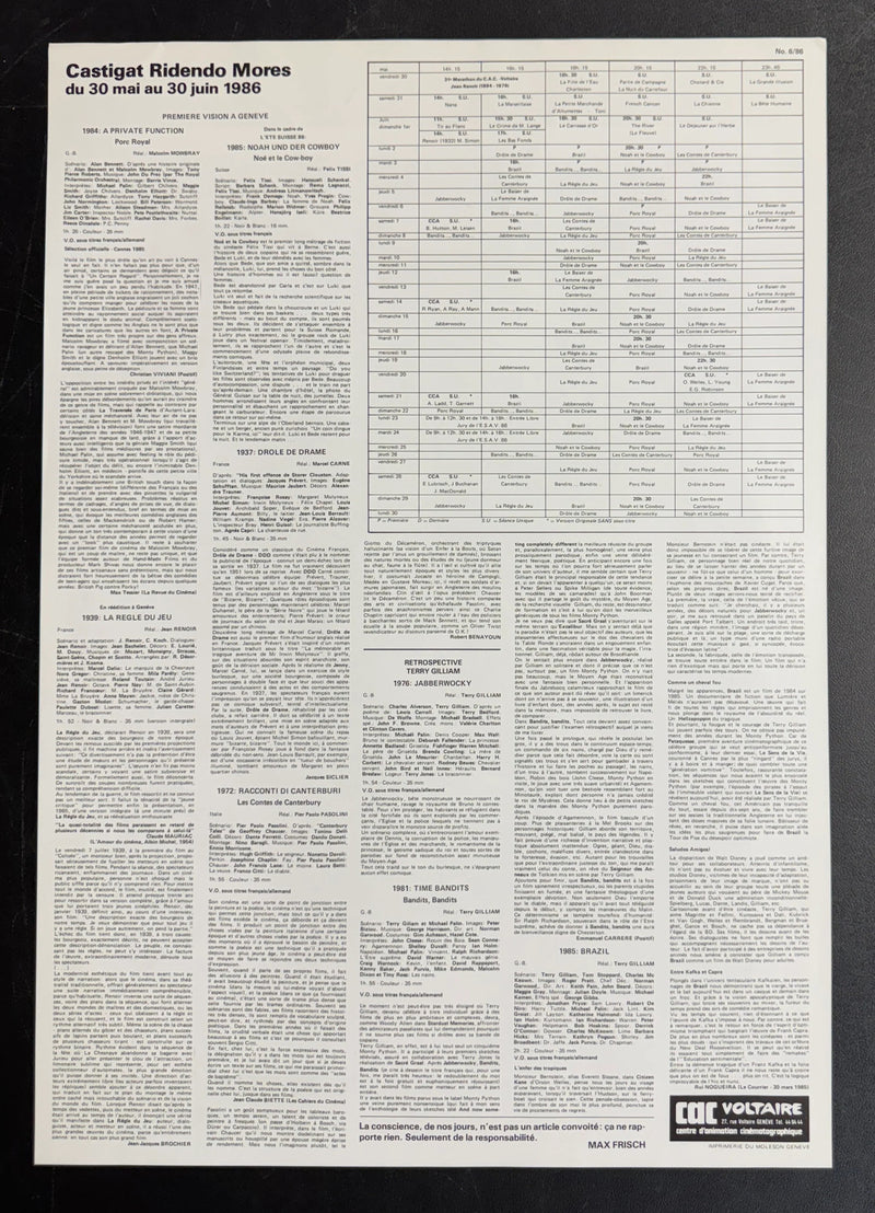 Castigat Ridendo Mores (1986) CAC Voltaire French Poster Rolled 16x23