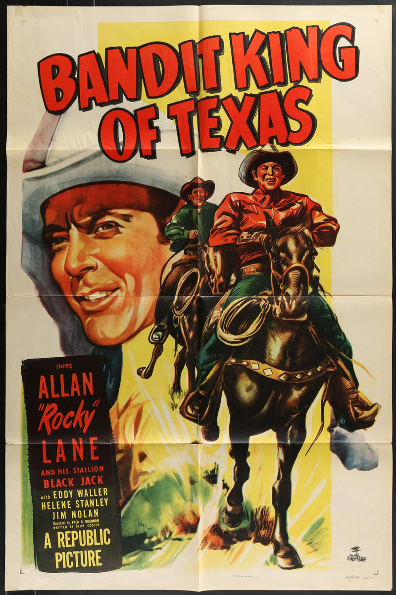 Bandit King of Texas (1949) Original Western Movie Poster Folded 27x41
