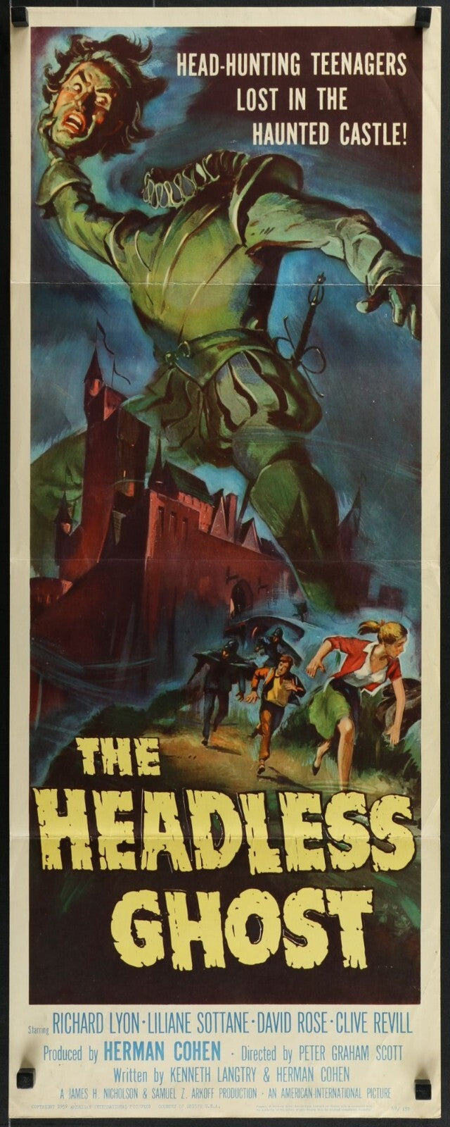 The Headless Ghost (1959) Original Insert Movie Poster 14x36