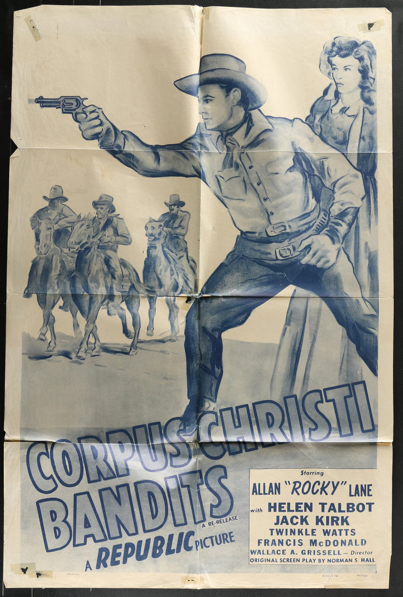 Corpus Christi Bandits (1945 Rerelease) Original Western Poster Folded 27x41