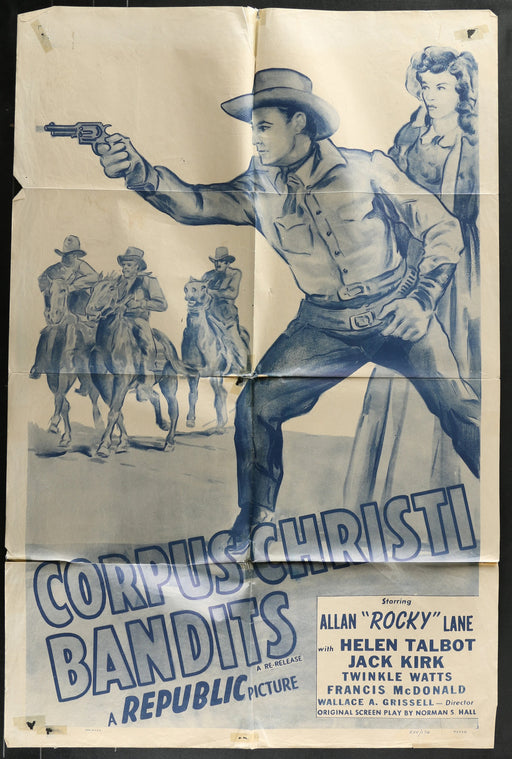 Corpus Christi Bandits (1945 Rerelease) Original Western Poster Folded 27x41