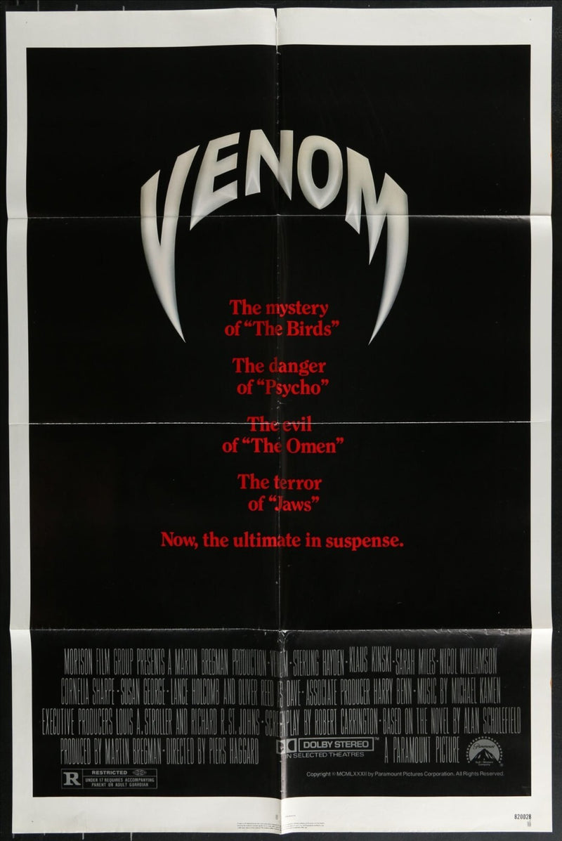 Venom (1981) Original Movie Poster Folded 27x41