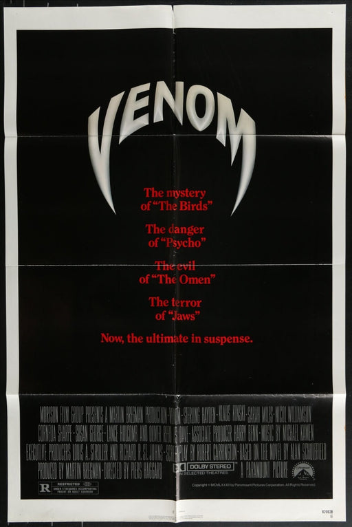 Venom (1981) Original Movie Poster Folded 27x41
