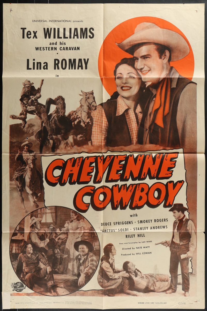 Cheyenne Cowboy (1948) Original Western Movie Poster Folded 27x41