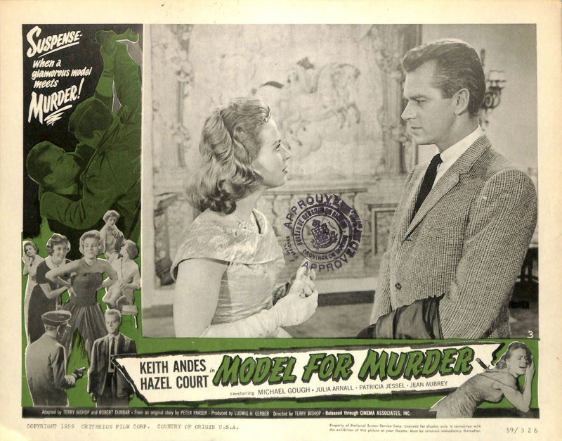 Model For Muder (1959) 8 Lobby Card Full Set 11X14