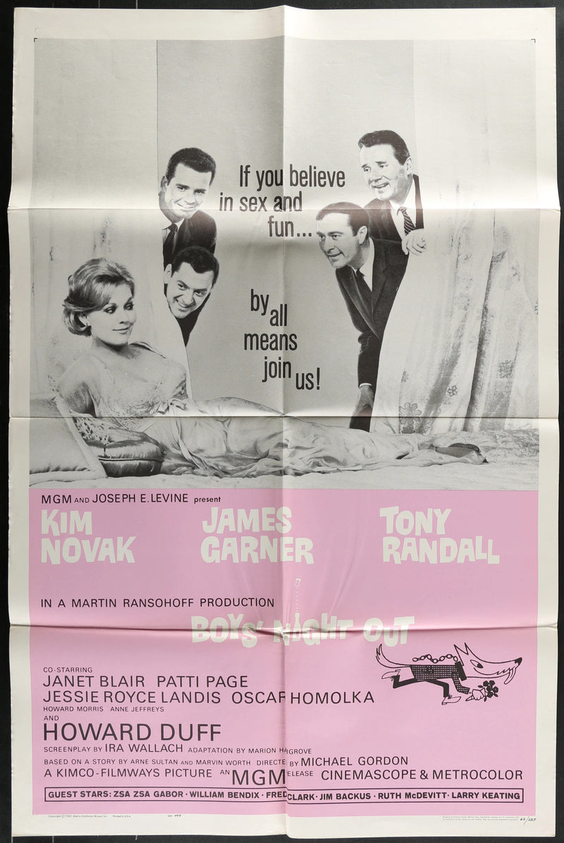 Boys’ Night Out (1962) Original Movie Poster Folded 27x41