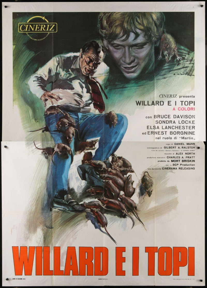 Willard (1971) Original Italian Two-panel Movie Poster Folded 55x78
