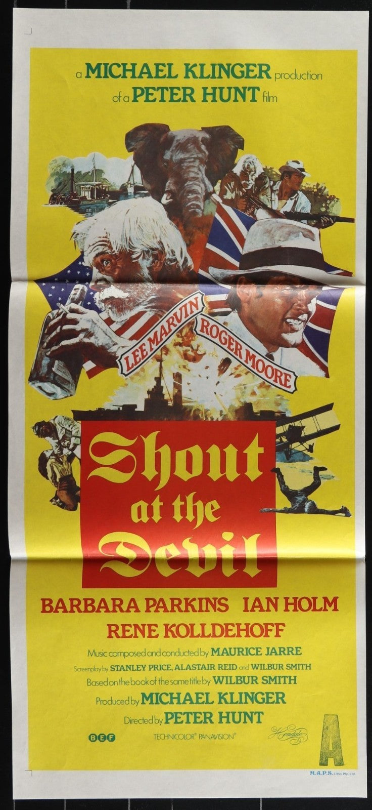 Shout at the Devil (1976) Original Australian Daybill Movie Poster Folded 13x30