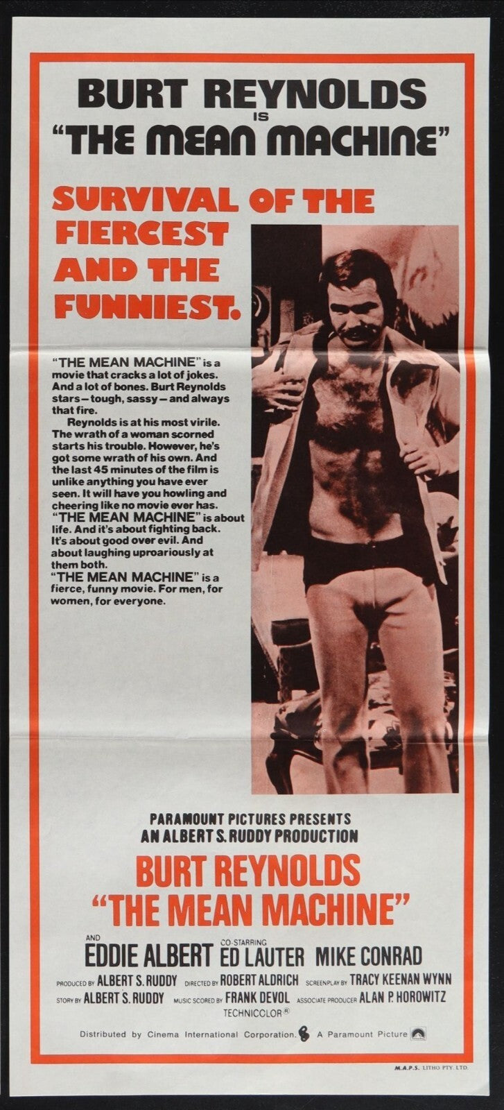 The Longest Yard (1974) Original Australian Daybill Poster Folded 13x30