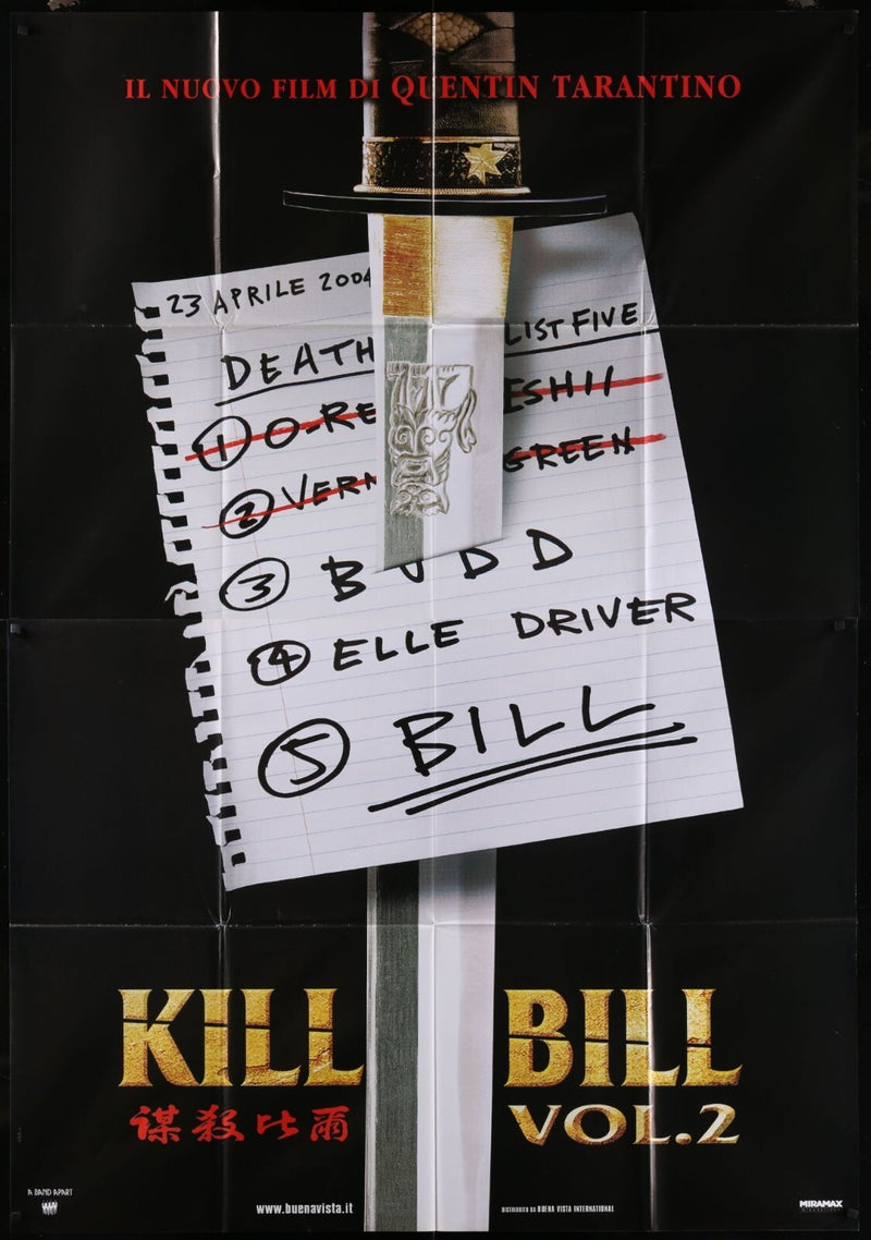 Kill Bill: Vol II (2004) Original Italian Two-Panels Movie Poster 39x55