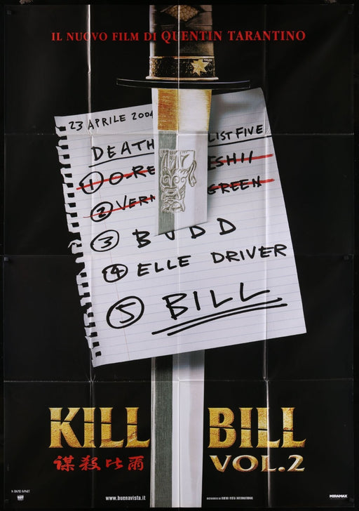 Kill Bill: Vol II (2004) Original Italian Two-Panels Movie Poster 39x55