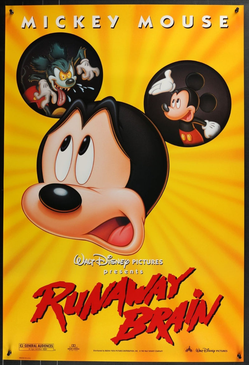 Runaway Brain (1995) Original Double-sided Movie Poster Rolled 27x40