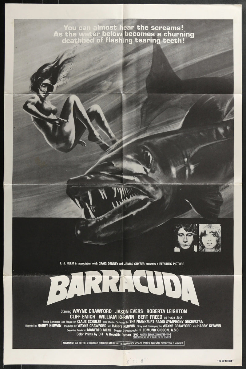 Barracuda (1978) Original Movie Poster Folded 27x41