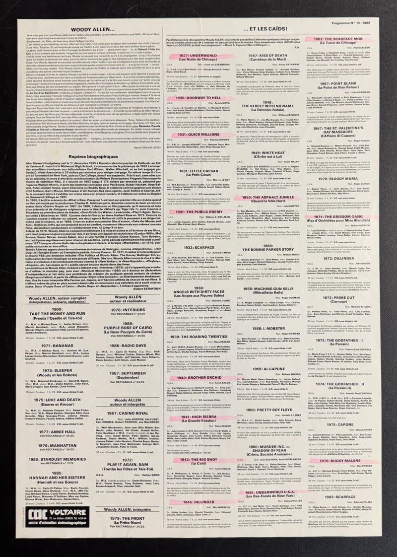 Woody Allen et Les Caïds (1988) CAC Voltaire Poster Folded 15.75x22.75