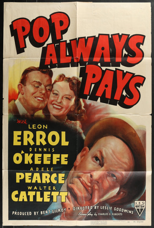 Pop Always Pays (1940) Original Movie Poster Folded 27x41