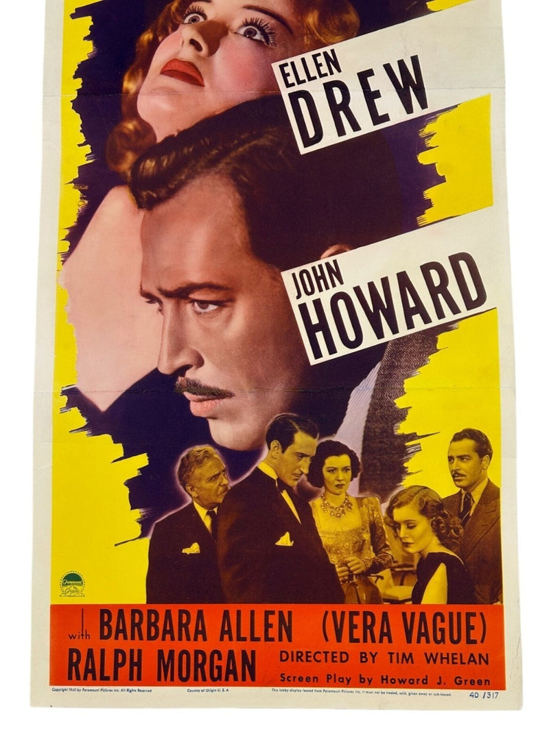 The Mad Doctor (1940) Original Insert Movie Poster 14x36" Linenbacked Restored