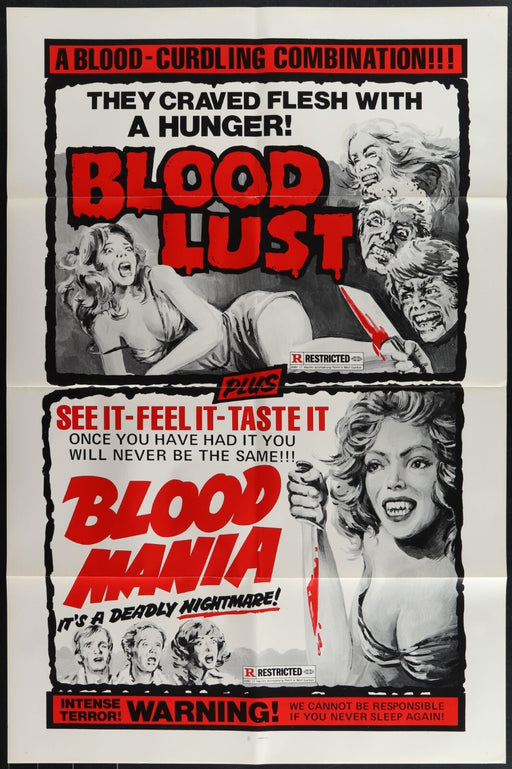 Blood Lust/Blood Mania (1970) Original Movie Poster Folded 27x41