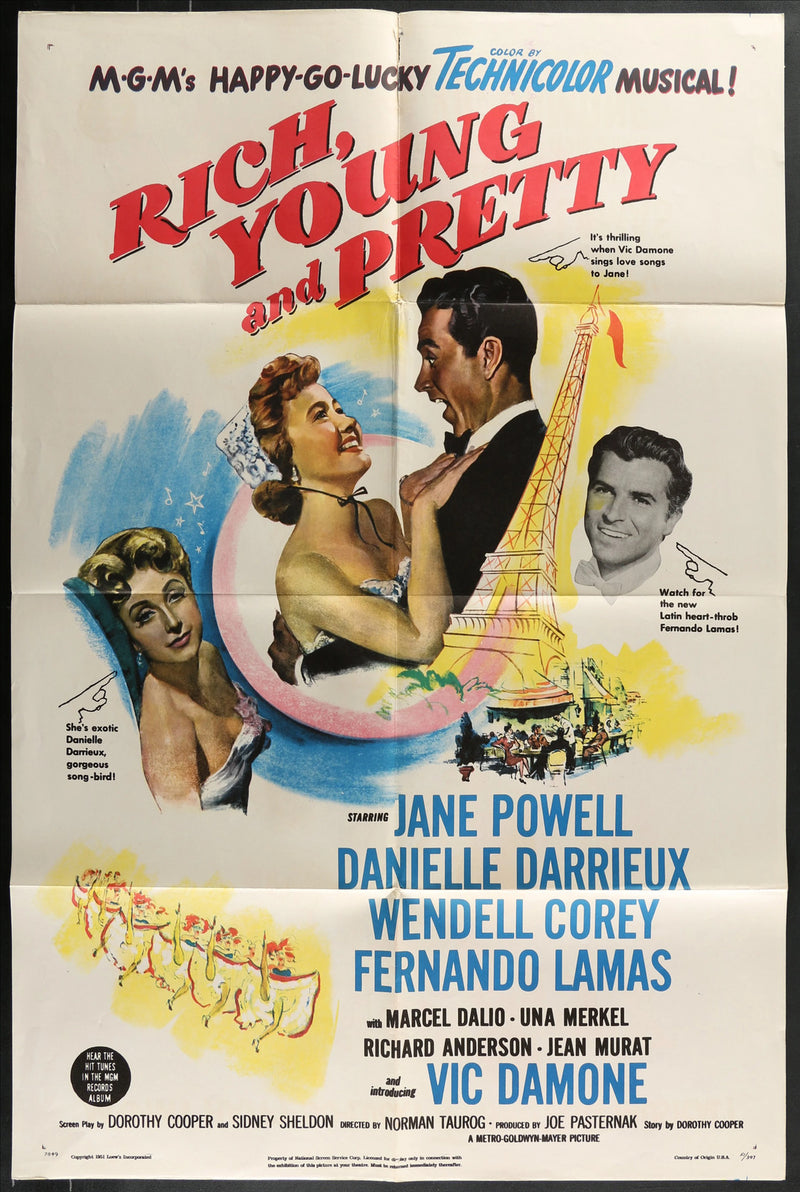 Rich, Young and Pretty (1951) Original Movie Poster Folded 27x41