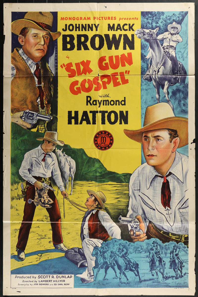 Six Gun Gospel (1943) Original Western Movie Poster F 27x41