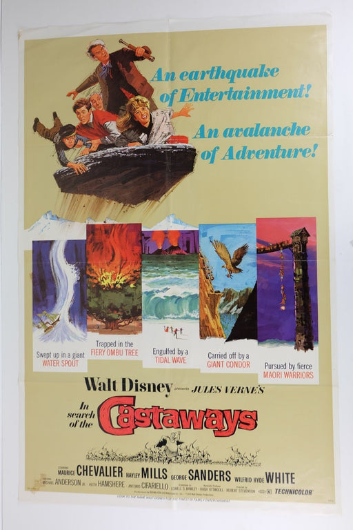 In Search of the Castaways (1962) Original Rerelease Movie Poster Folded 27x41