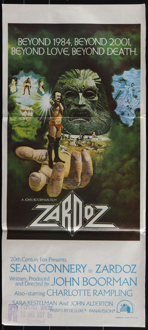 Zardoz (1974) Original Australian Daybill Movie Poster Folded 13x30