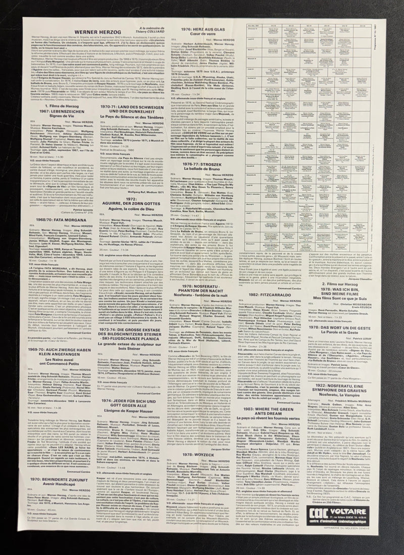 Werner Herzog (1987) CAC Voltaire Poster Folded 15.75x22.75