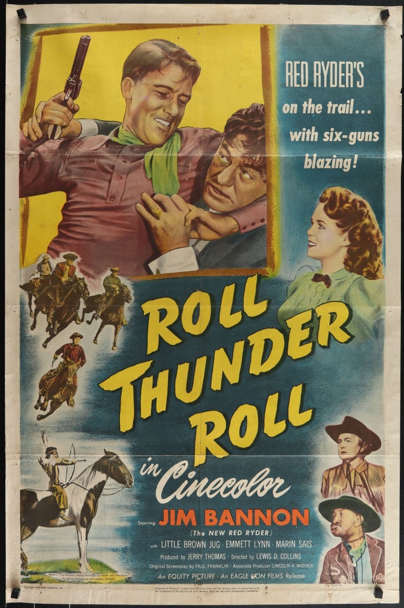 Roll, Thunder, Roll! (1949) Original Movie Poster 27x41