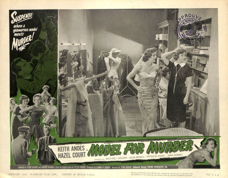 Model For Muder (1959) 8 Lobby Card Full Set 11X14