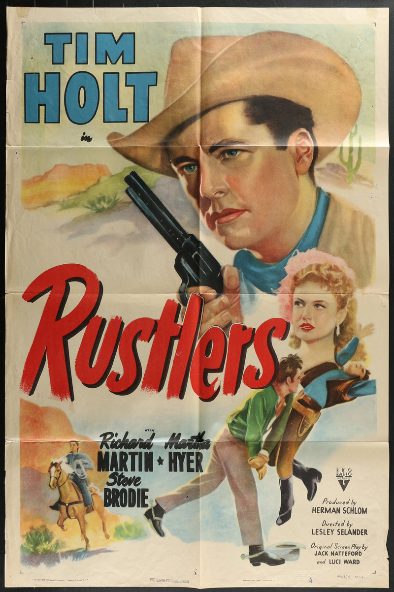 Rustlers (1949) Original Western Movie Poster Folded 27x41