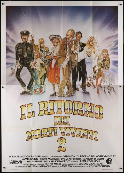Return of the Living Dead II (1988) Orig. Italian Two-panel Movie Poster 55x78