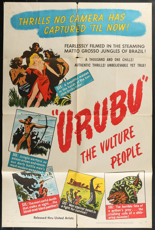 Urubu: The Vulture People (1948) Original Movie Poster Folded 27x41