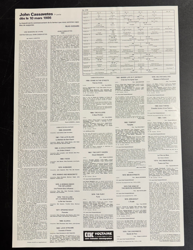 John Cassavetes et Gena Rowlands (1986) CAC Voltaire Poster Rolled 15.75x22.75