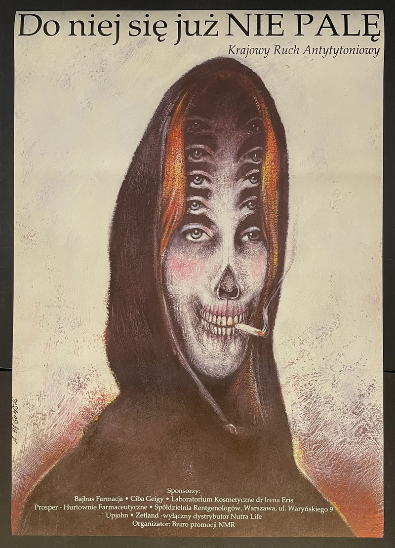 Do niej się już NIE PALĘ (1990s) Original Polish Anti-Smoking Poster 27x38