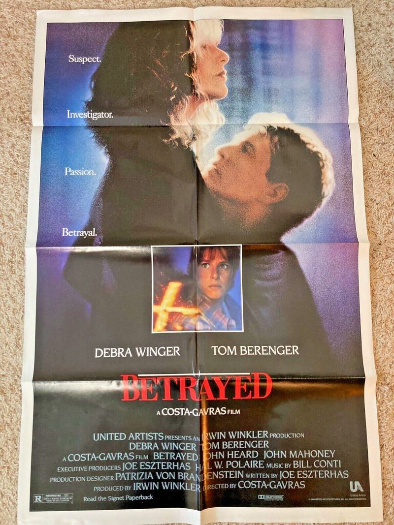 Betrayed 1988 Movie Poster Debra Winger Tom Berenger Folded 41x27 One Sheet BP1