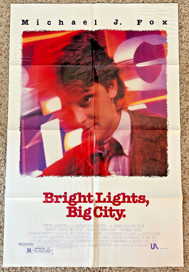 BRIGHT LIGHTS, BIG CITY Michael J Fox 1988 ONE SHEET MOVIE POSTER 27 x 41 BP23
