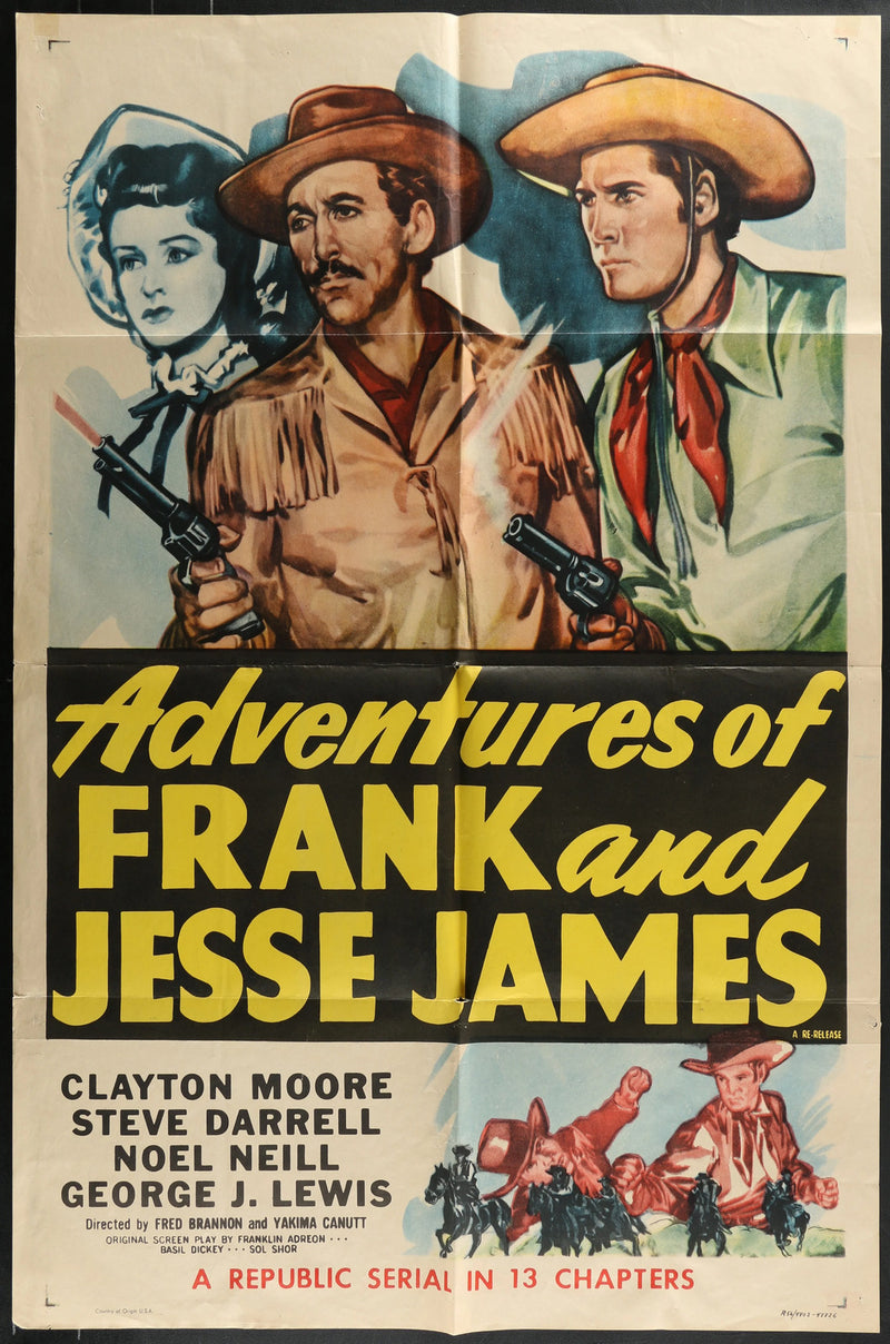 Adventures of Frank and Jesse James (1948) Orig Movie Poster Folded 27x41