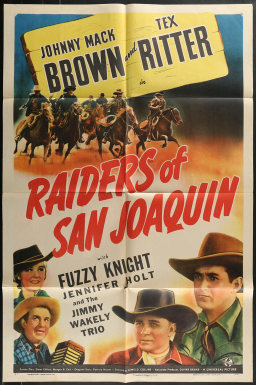 Raiders of San Joaquin (1943) Original Western Movie Poster Folded 27x41