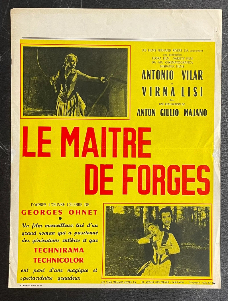 Le Maître de Forges (1959) French Film Poster 12x15.75