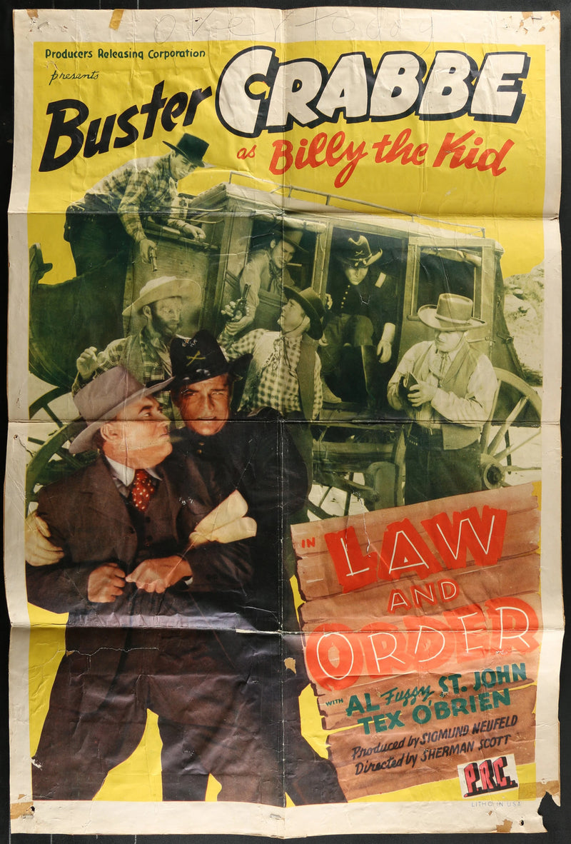 Law and Order (1943) Original Movie Poster Folded 27x41
