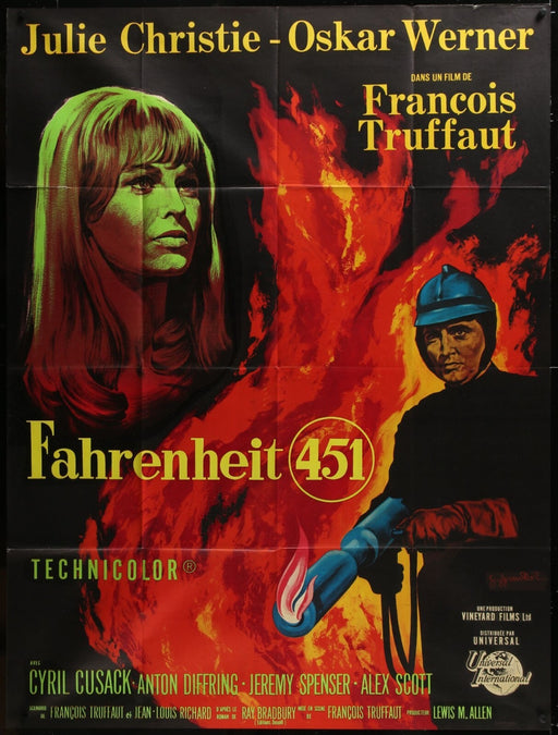 Fahrenheit 451 (1967) Original Movie Poster Folded 46x61